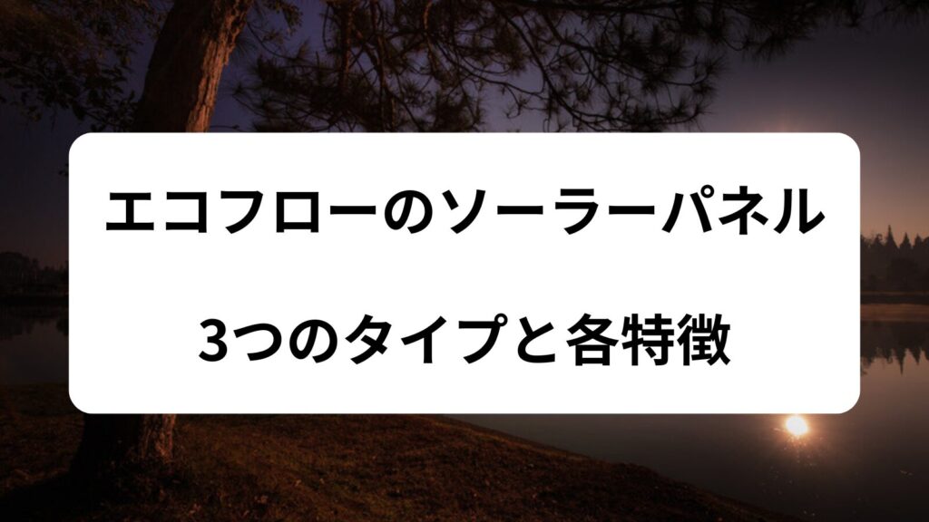 エコフロー　ソーラーパネル　タイプ　特徴